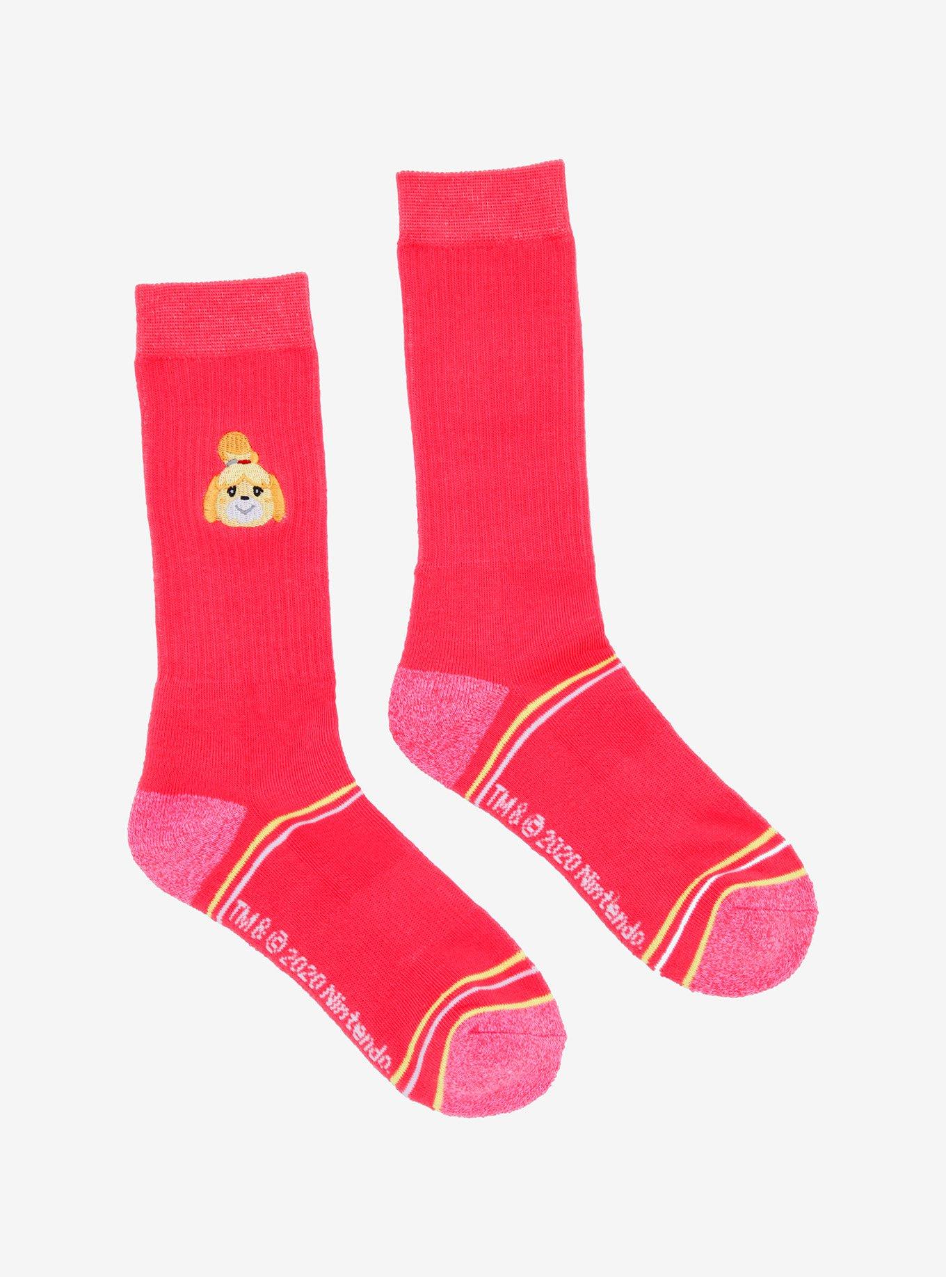 Animal Crossing Pink Isabella Crew Socks, , alternate