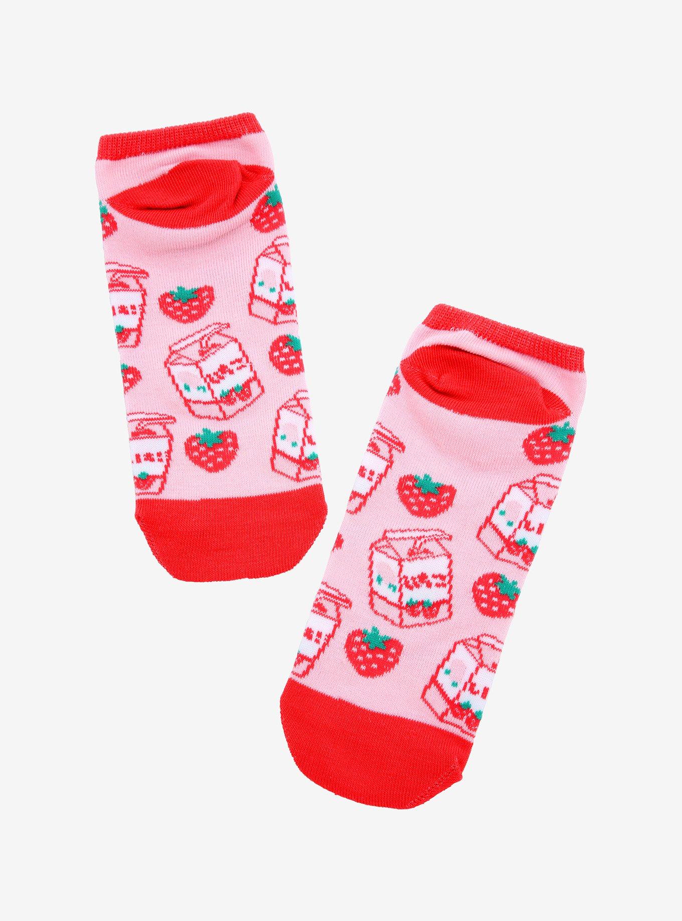 Strawberry Milk No-Show Socks, , alternate
