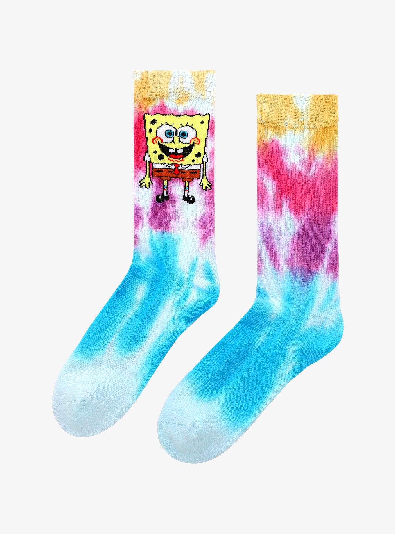 SpongeBob SquarePants Rainbow Tie-Dye Crew Socks, , alternate