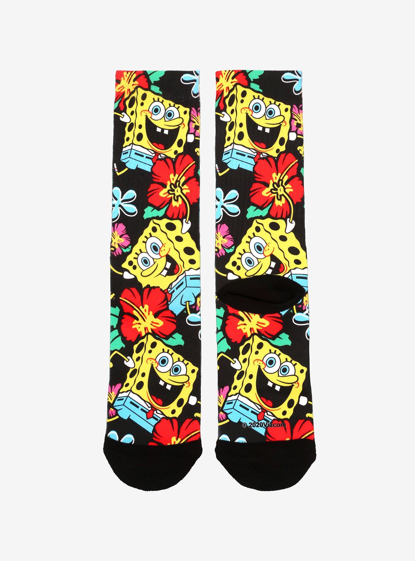 SpongeBob SquarePants Floral Crew Socks, , alternate