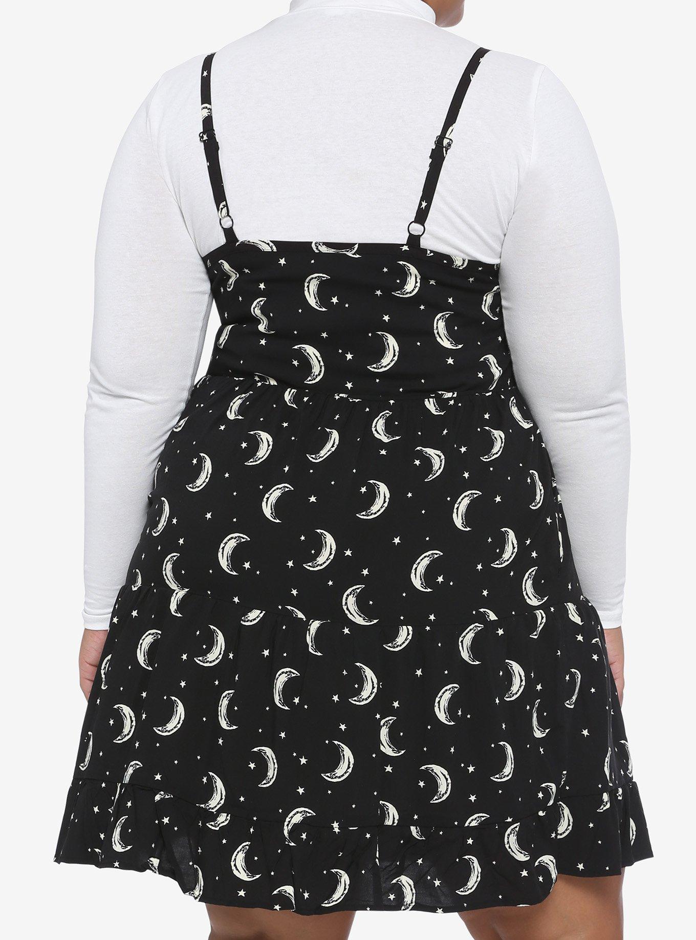 Crescent Moons Layered Dress Plus Size, BLACK, alternate