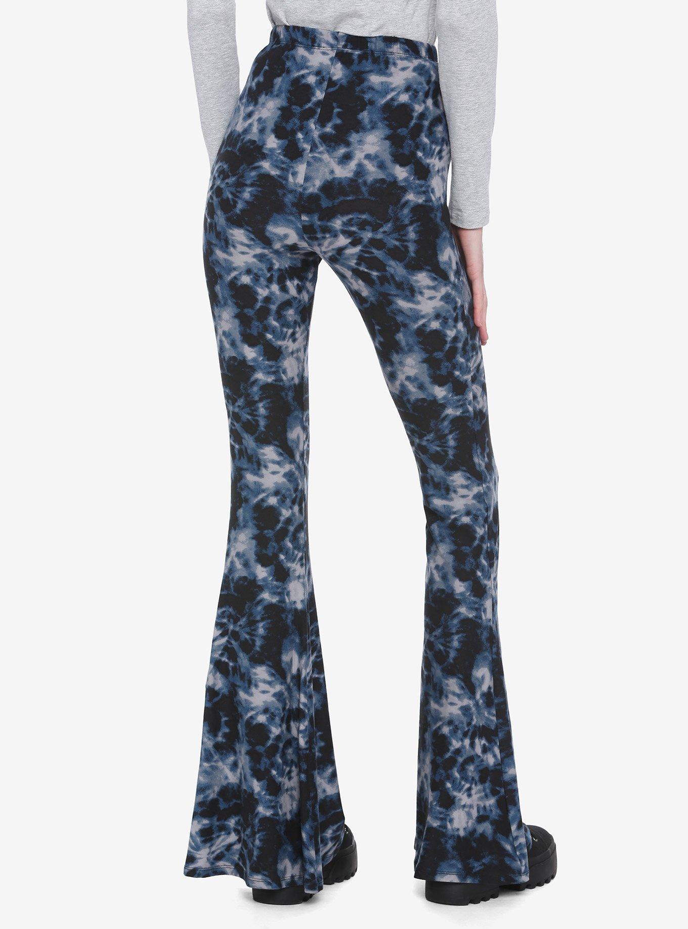 Blue & White Tie-Dye Flared Leggings, TIE DYE - BLYE, alternate