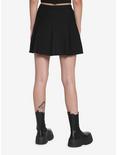 Black Double Buckle Pleated Skirt, BLACK, alternate