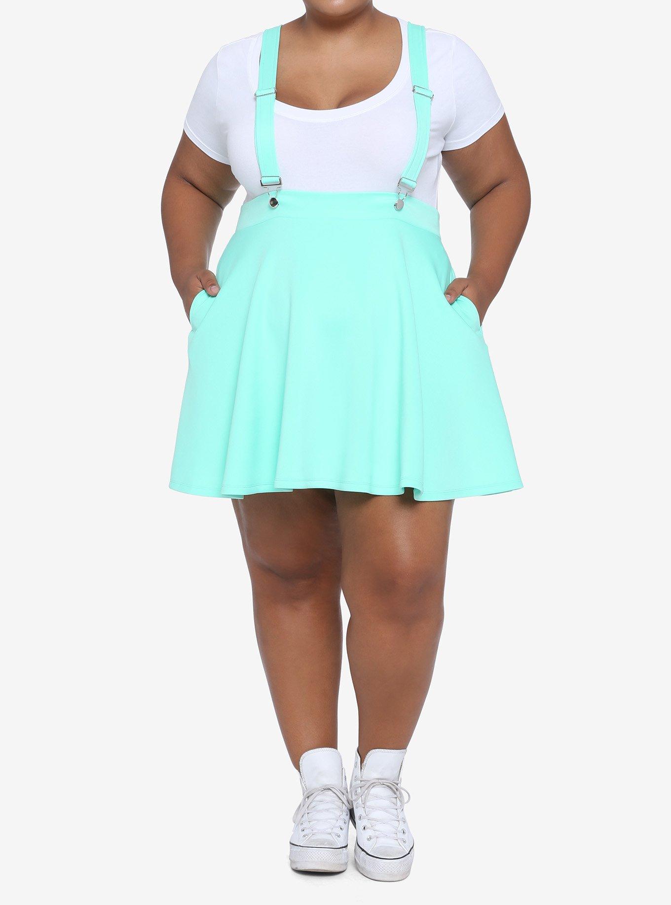 Mint Suspender Circle Skirt Plus Size, MINT, alternate