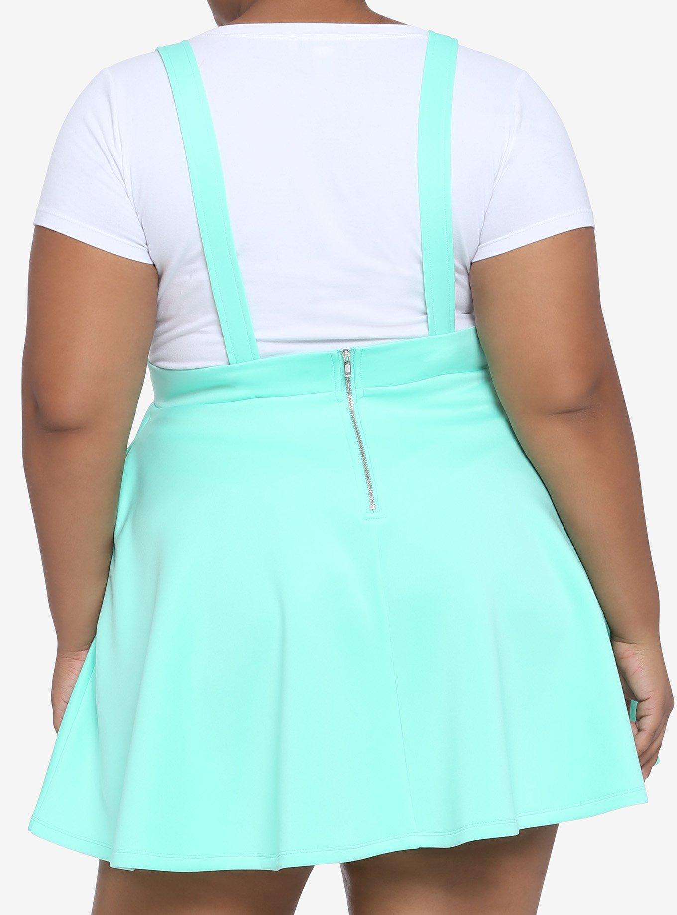 Mint Suspender Circle Skirt Plus Size, MINT, alternate