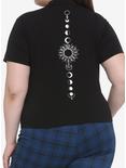 Grommet & D-Ring Strap Mock Neck Cutout Girls Crop T-Shirt Plus Size, BLACK, alternate