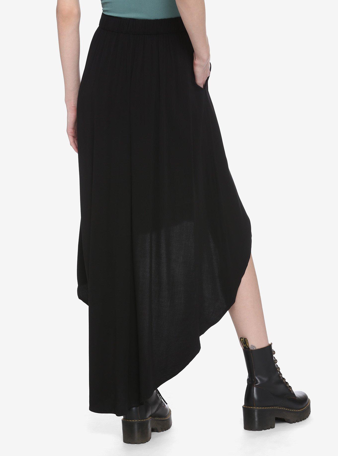 Black Hi-Low Maxi Skirt, BLACK, alternate