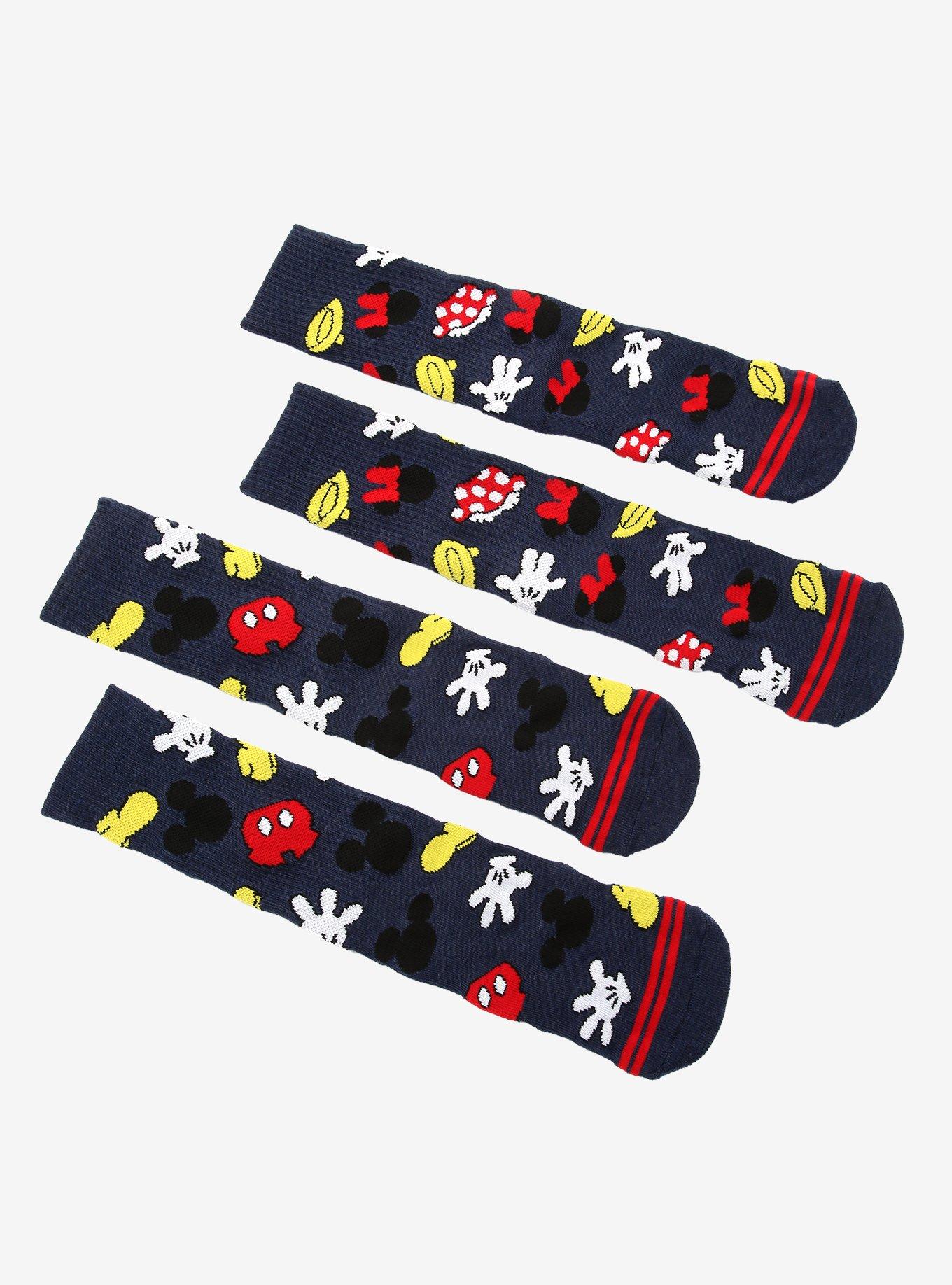 Disney Mickey & Minnie Icons Allover Print Crew Sock Set, , alternate