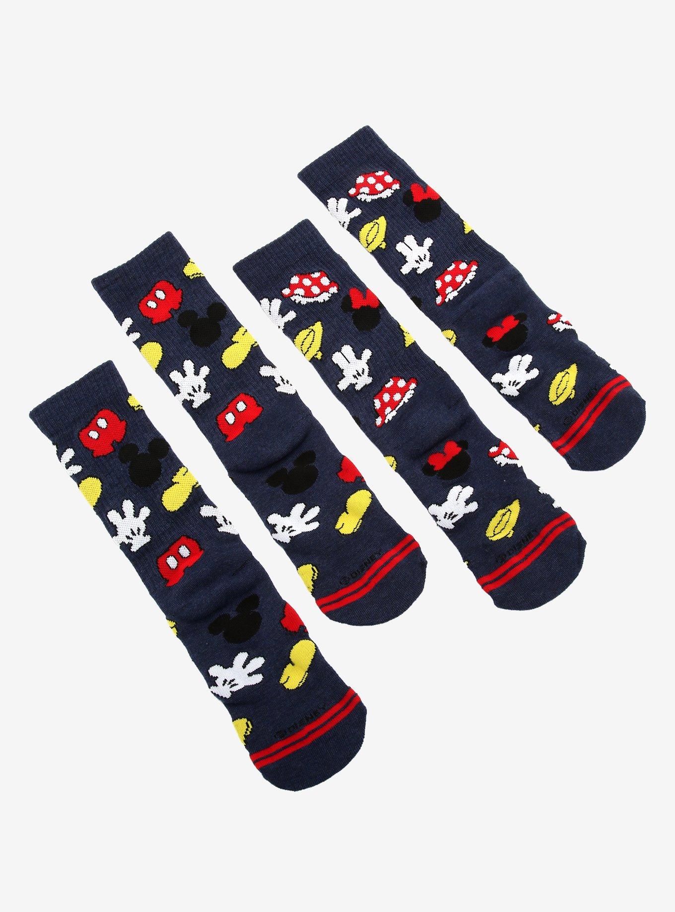 Disney Mickey & Minnie Icons Allover Print Crew Sock Set, , alternate