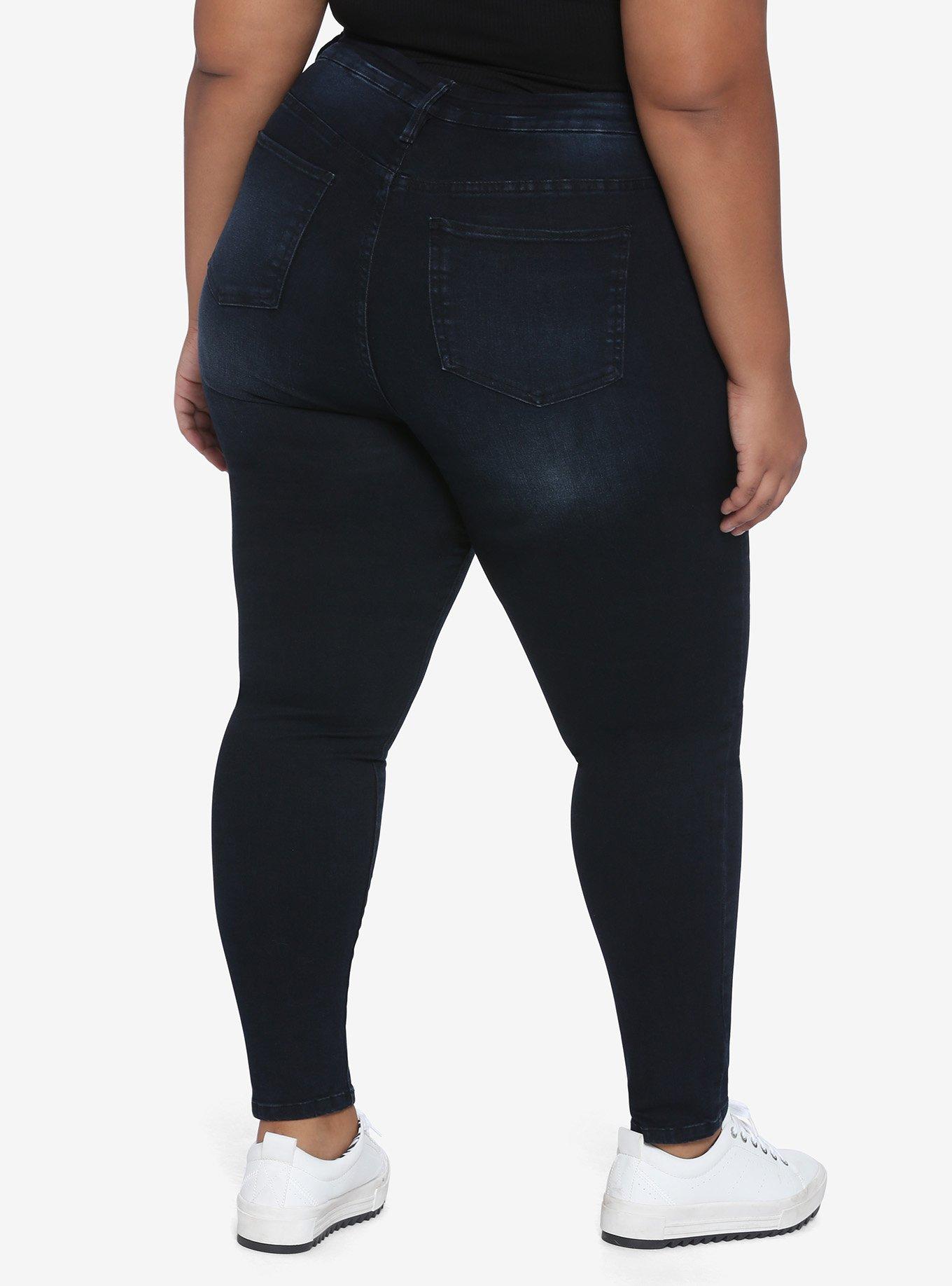 Dark Indigo Jeggings Plus Size, BLACK, alternate