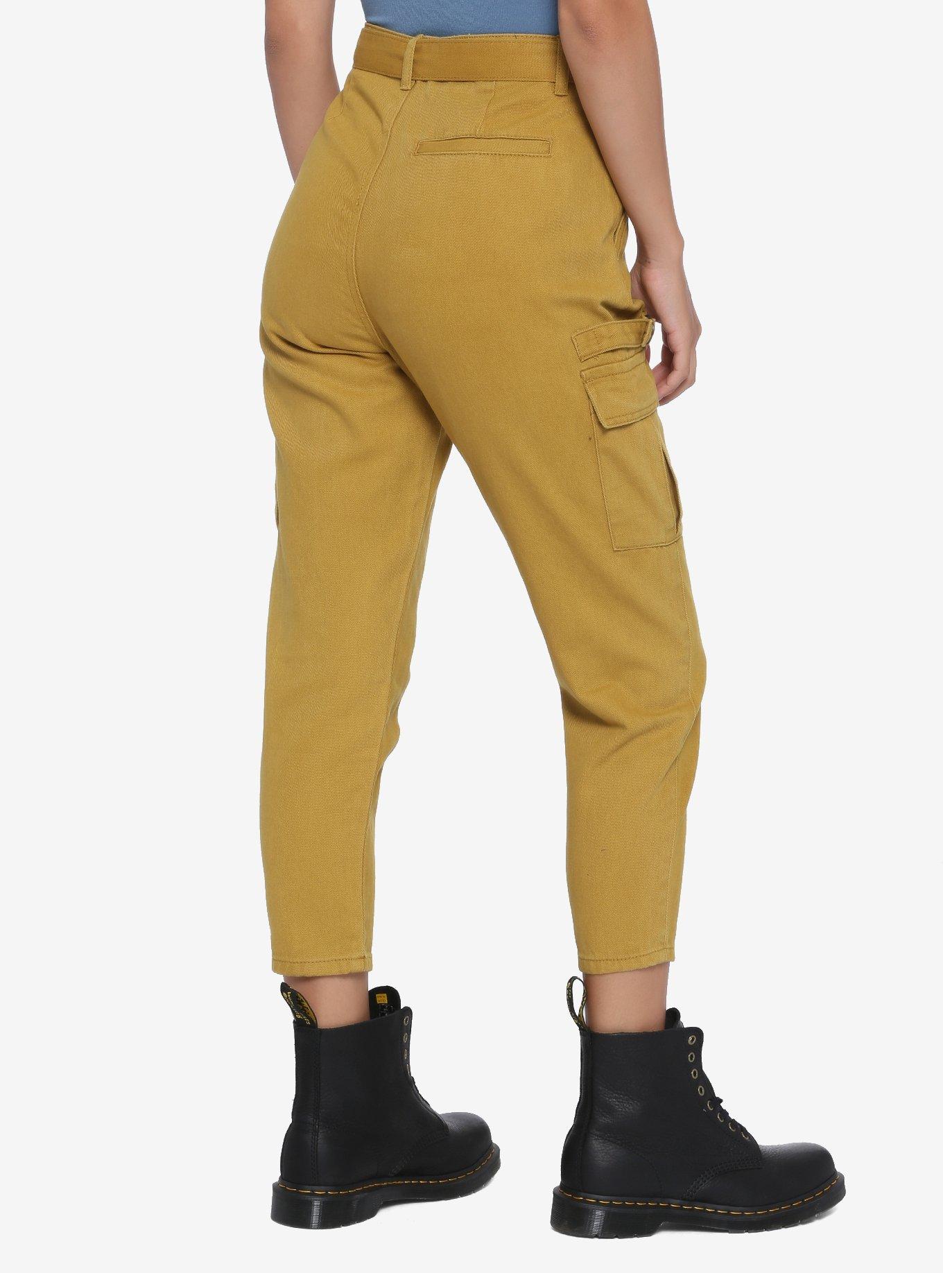 Camel Belted Cargo Pants, CAMEL, alternate