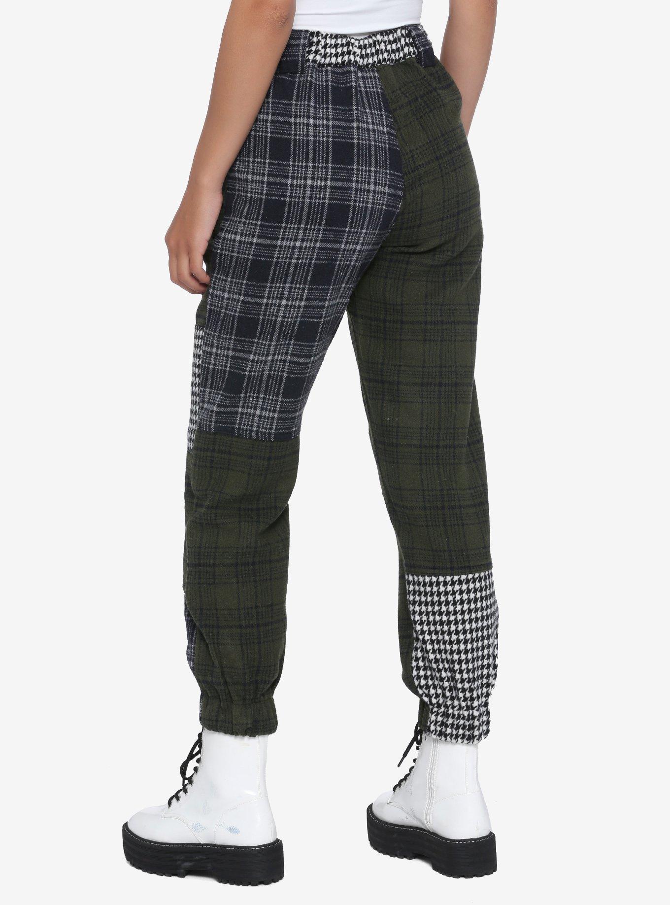 Plaid Patchwork Cargo Pants, PLAID, alternate