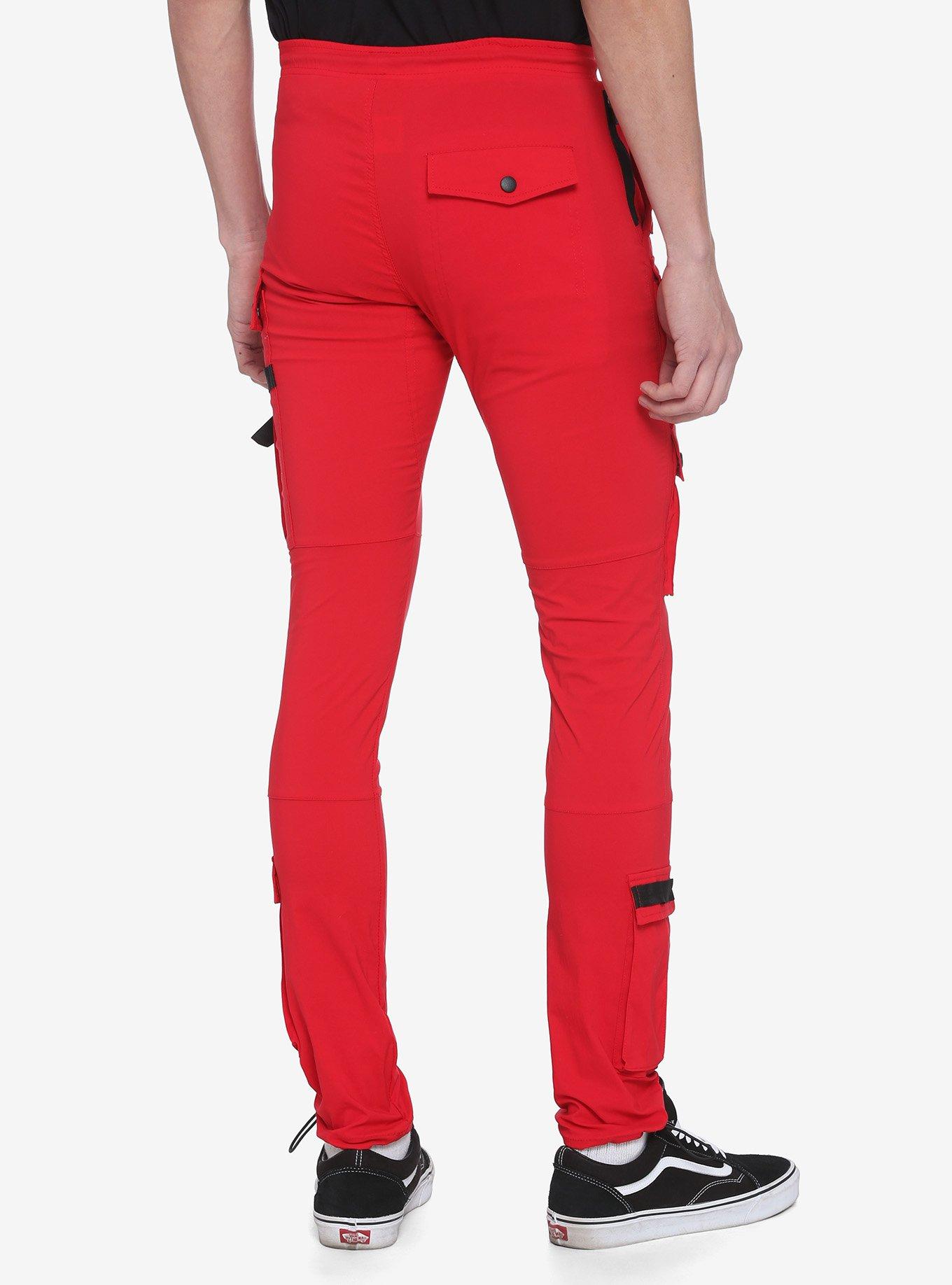 Red & Black Cargo Jogger Pants, RED, alternate