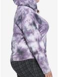 Mystic Purple & Black Tie-Dye Girls Hoodie Plus Size, TIE DYE, alternate