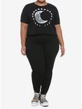 Moon Phases Boxy Girls Crop T-Shirt Plus Size, BLACK, alternate