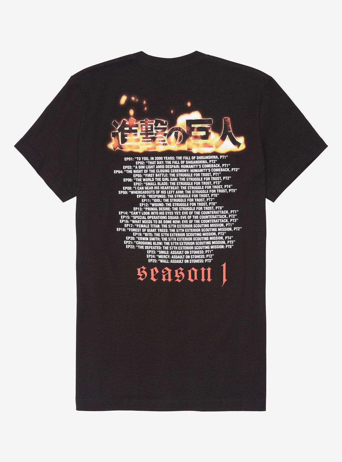 Attack On Titan Season 1 Poster T-Shirt, BLACK, alternate