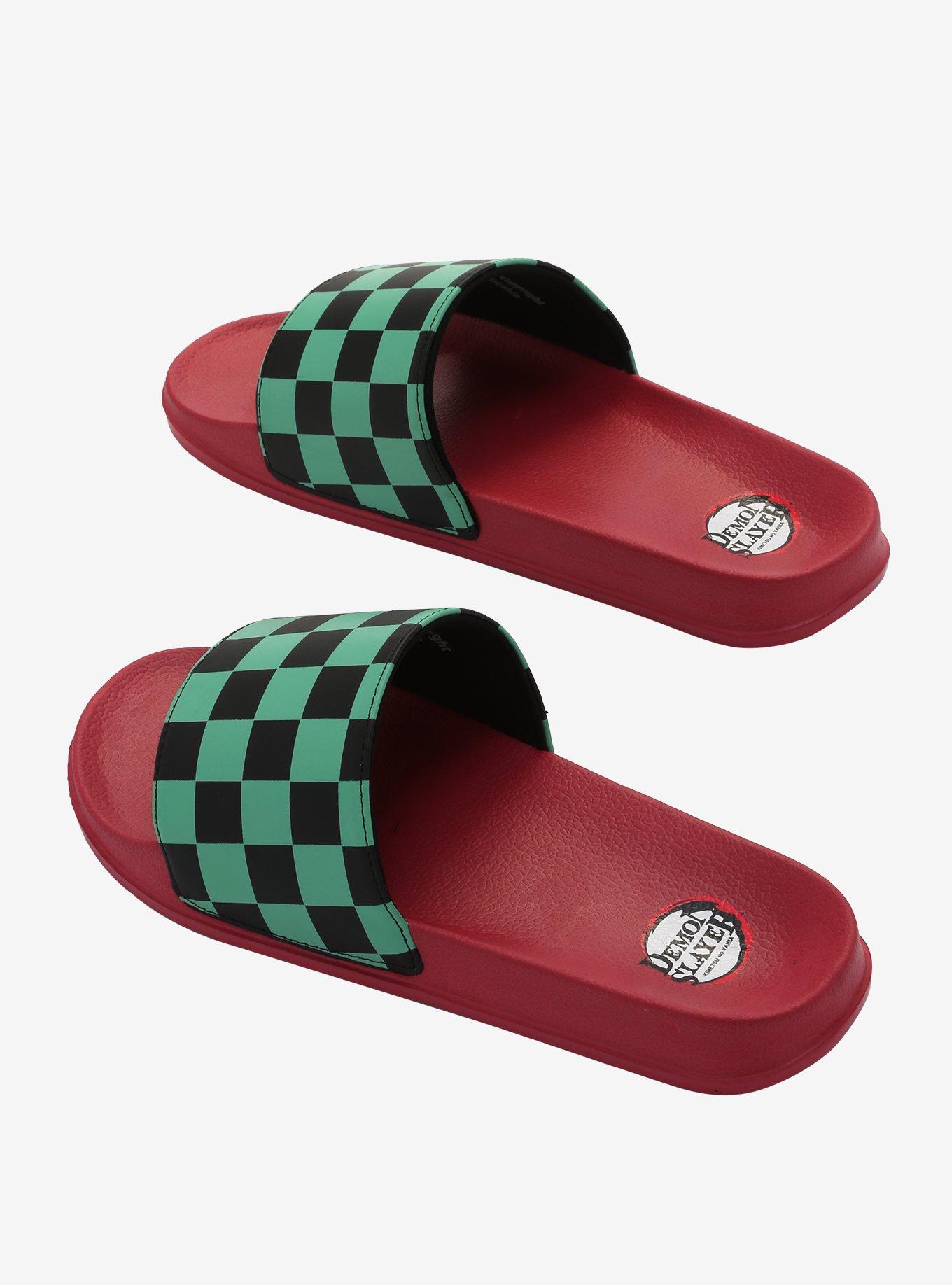 Demon Slayer: Kimetsu No Yaiba Tanjiro Checkered Slide Sandals, MULTI, alternate