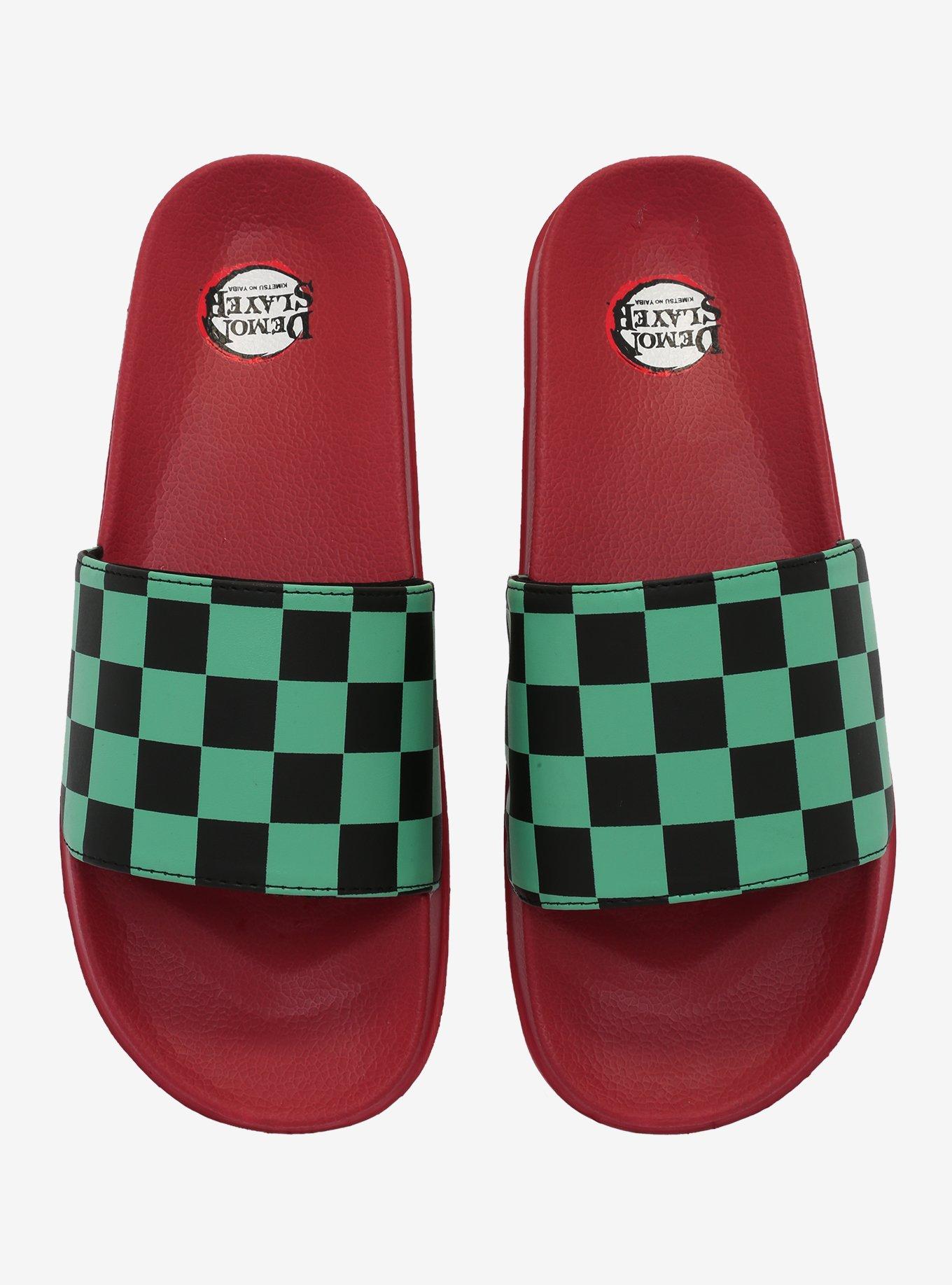 Demon Slayer: Kimetsu No Yaiba Tanjiro Checkered Slide Sandals, MULTI, alternate