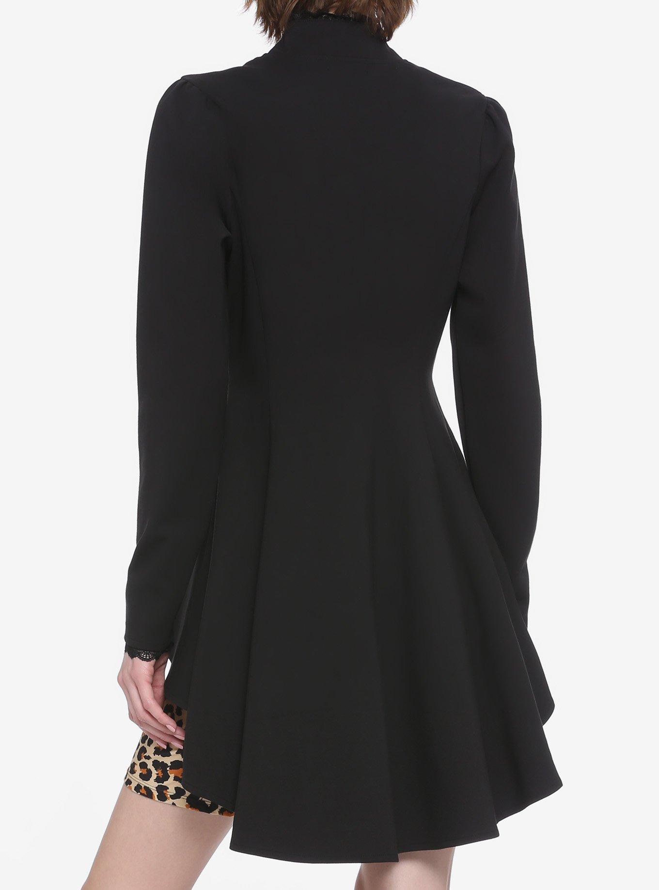 Black Cutout & Zipper Girls Jacket, BLACK, alternate