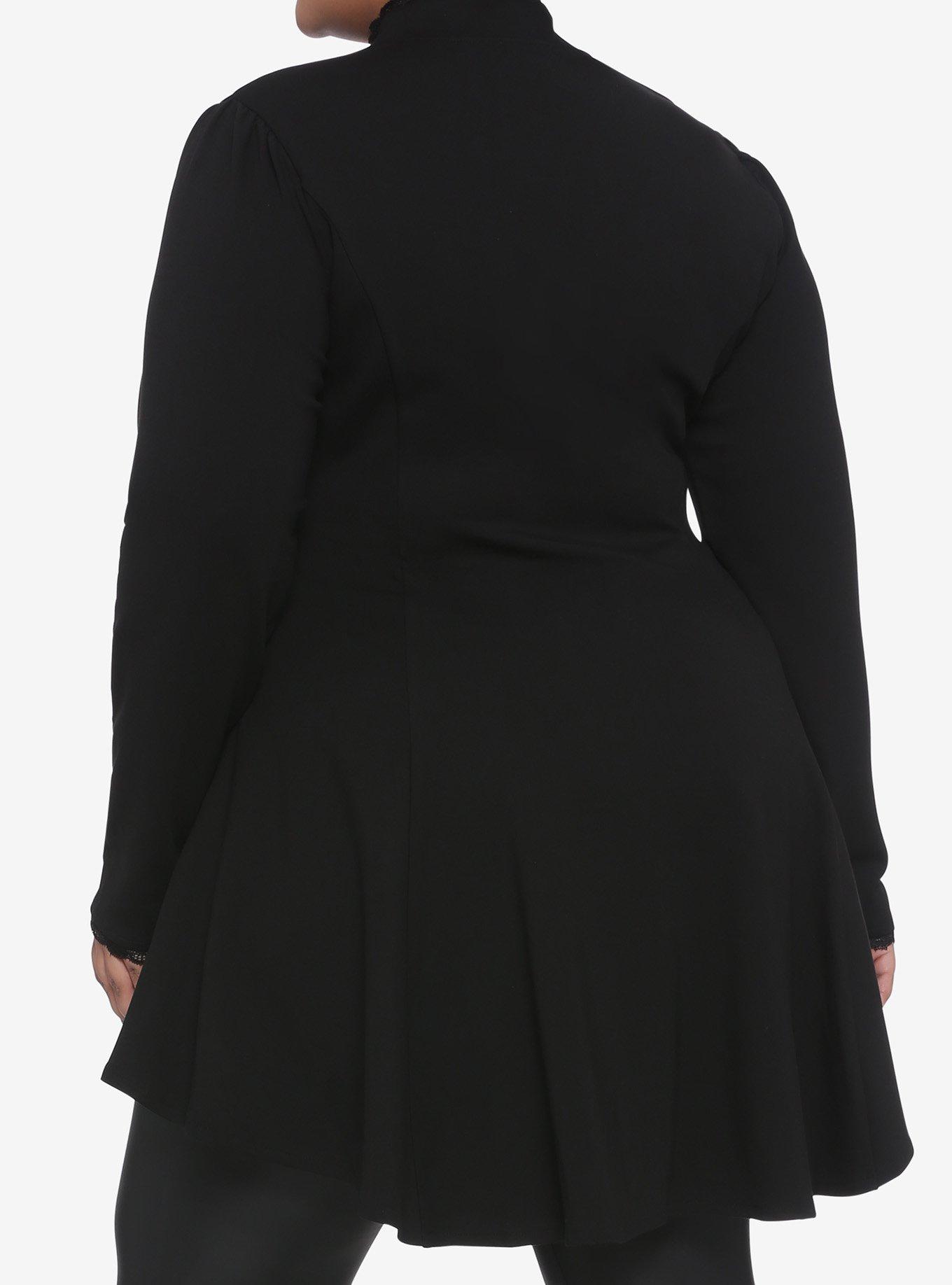 Black Cutout & Zipper Girls Jacket Plus Size, BLACK, alternate