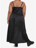 Black Lace Trim Maxi Slip Dress Plus Sizes, BLACK, alternate