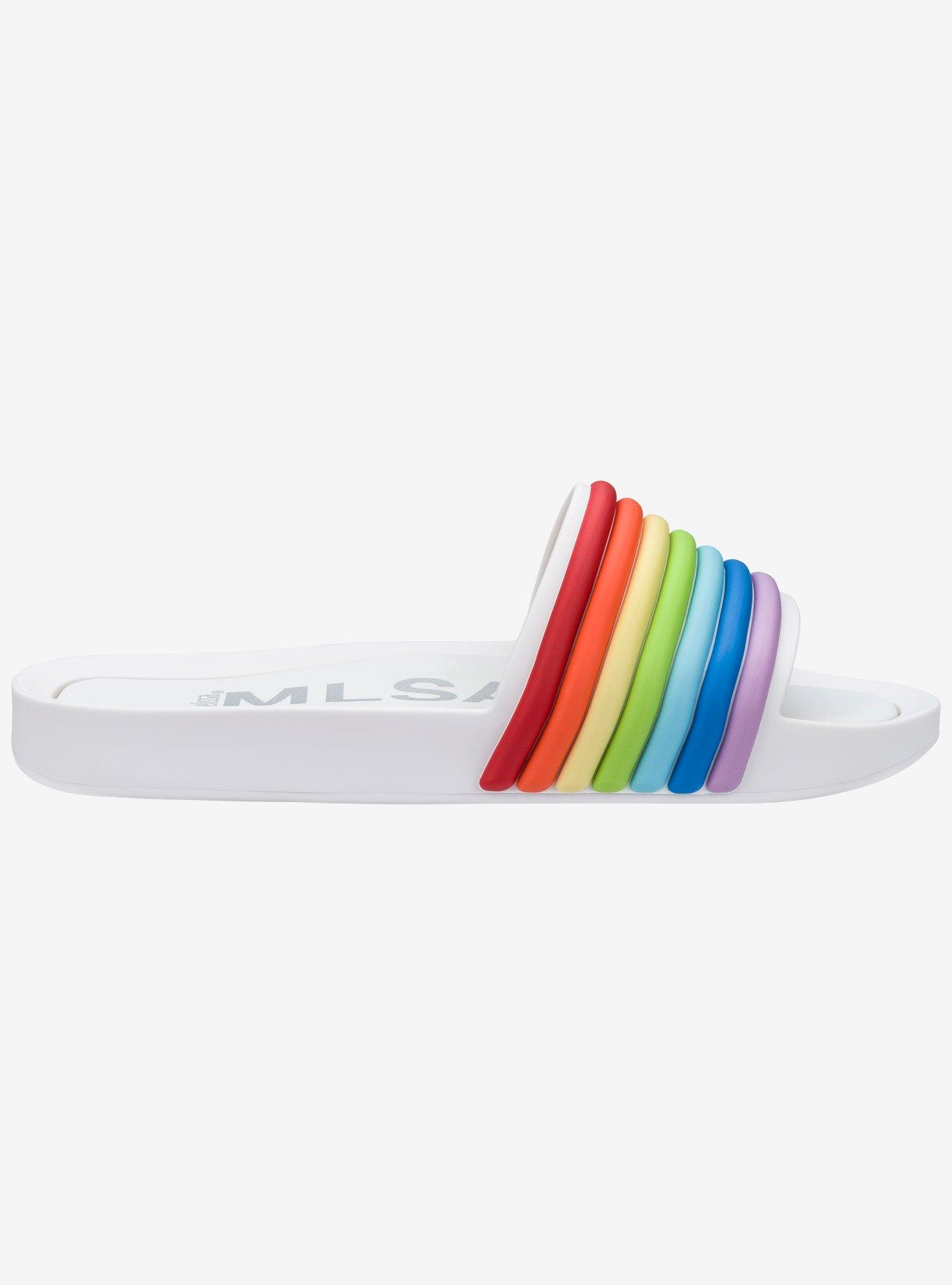 Melissa Beach Slide 3DB Rainbow White Rainbow, WHITE, alternate