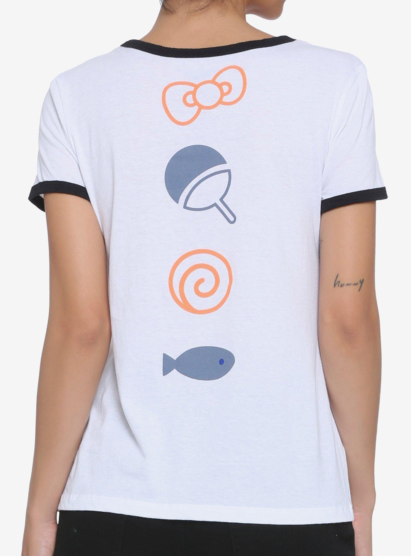 Naruto Shippuden X Hello Kitty And Friends Clouds Girls Ringer T-Shirt, MULTI, alternate