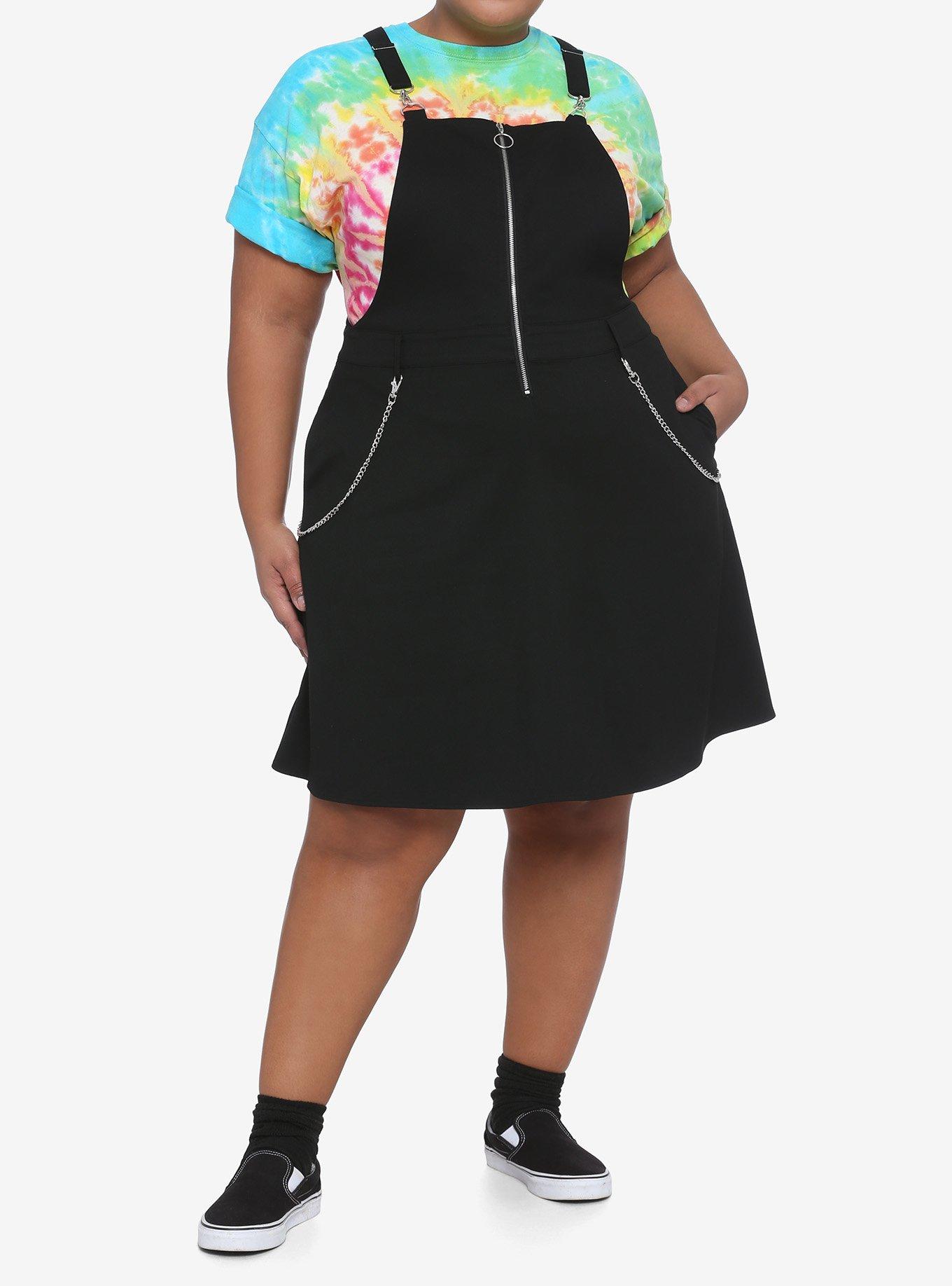 O-Ring Zipper & Chain Skirtall Plus Size, BLACK, alternate