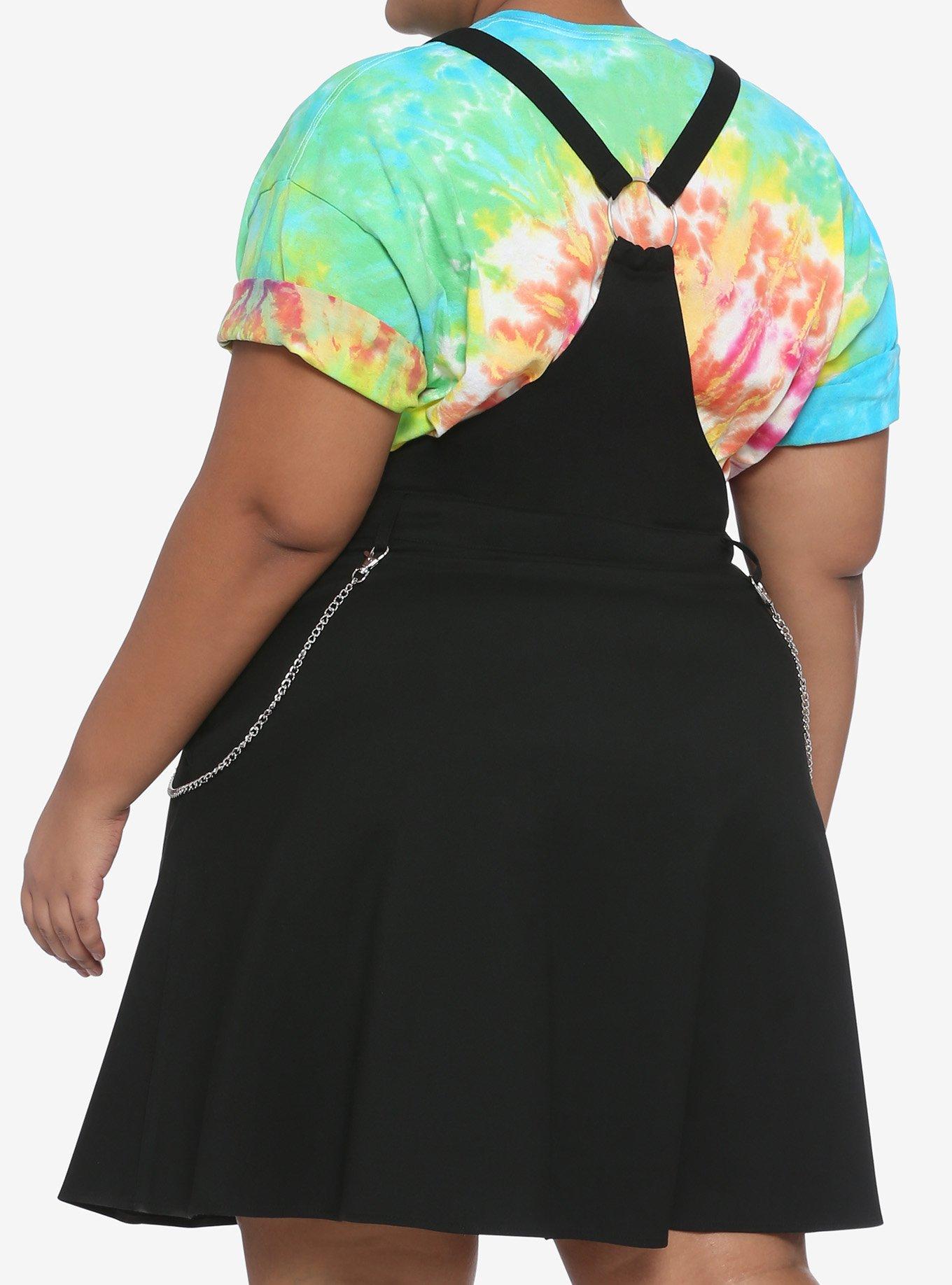 O-Ring Zipper & Chain Skirtall Plus Size, BLACK, alternate