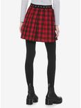 Red & Black Pleated Skirt With Grommet Belt, PLAID - RED, alternate
