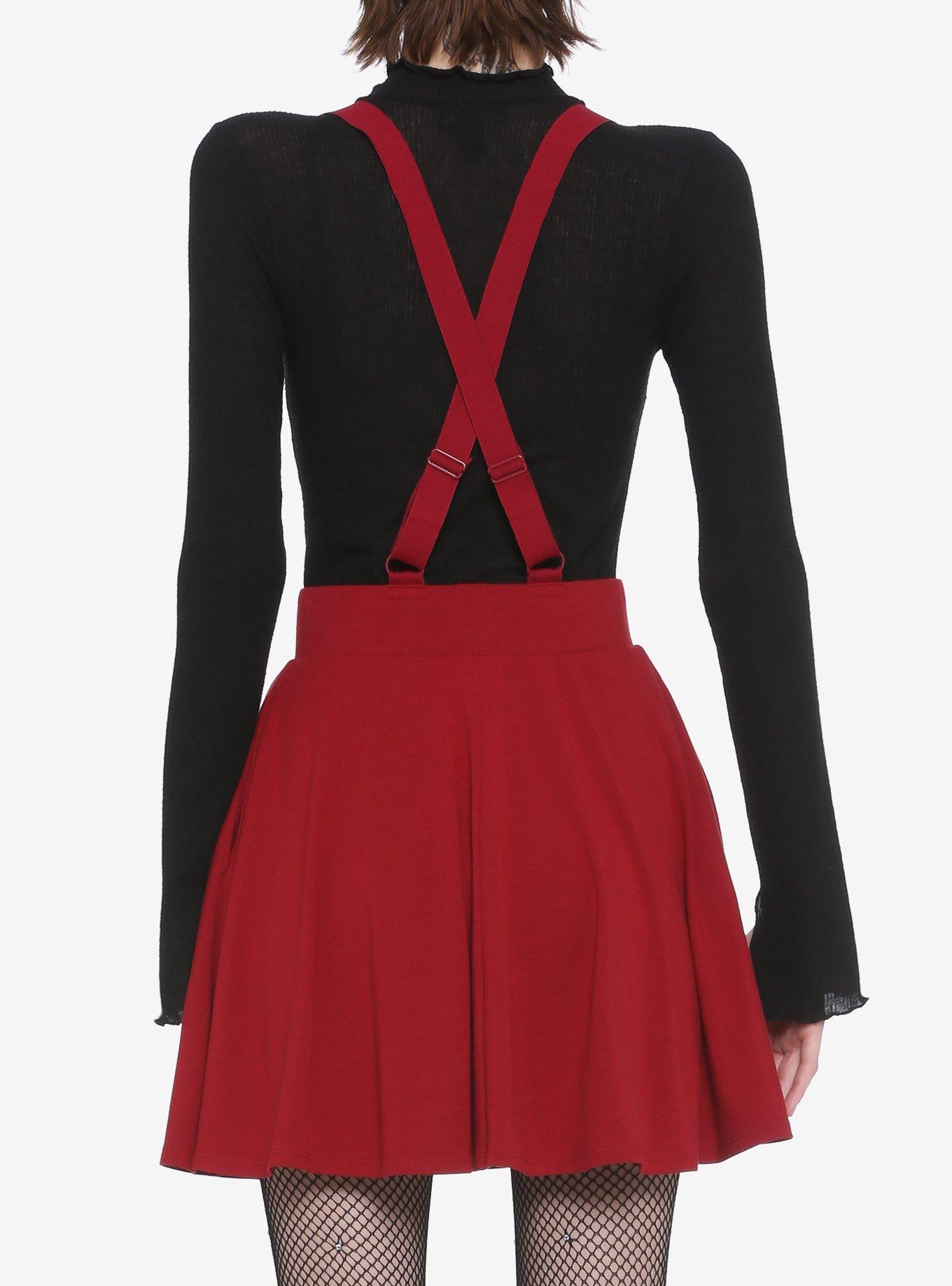 Red Suspender Circle Skirt, RED, alternate