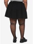 Black Cross Chain Pleated Skirt Plus Size, BLACK, alternate
