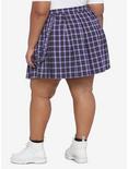 Purple Plaid Suspender Skirt Plus Size, PLAID - PURPLE, alternate