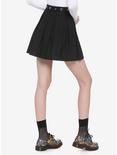 Black Pleated Skirt With Grommet Belt, BLACK, alternate