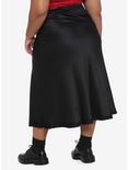 Black Satin Split Skirt Plus Size, BLACK, alternate