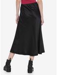 Black Satin Split Skirt, BLACK, alternate