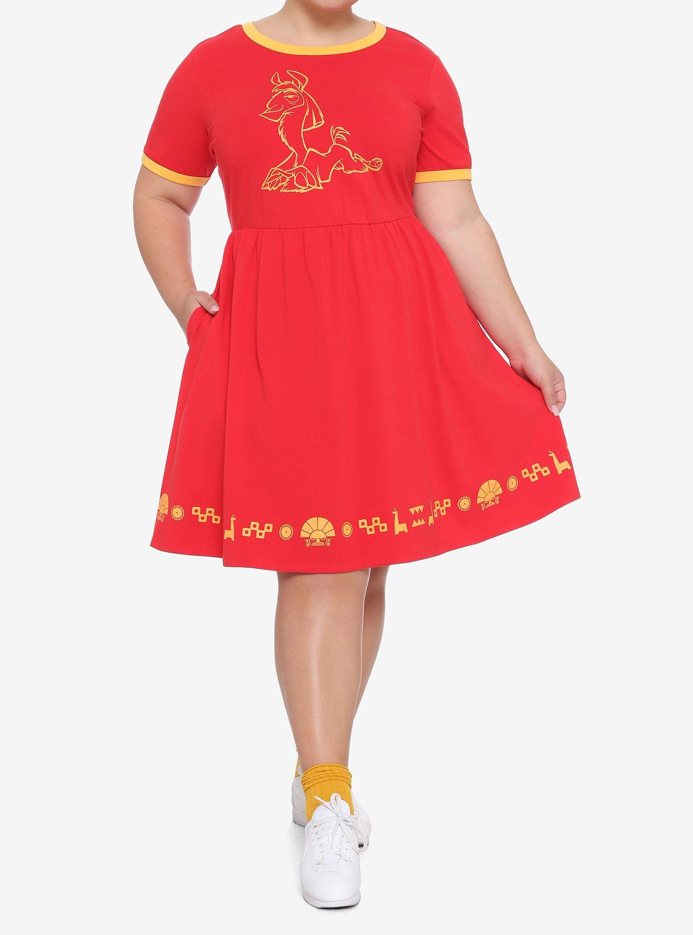 Disney The Emperor's New Groove Llama Ringer Dress Plus Size, MULTI, alternate