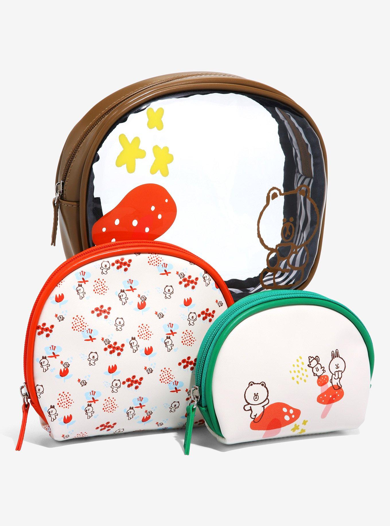 LINE FRIENDS BROWN & FRIENDS Mushroom Cosmetic Bag Set - BoxLunch Exclusive, , alternate