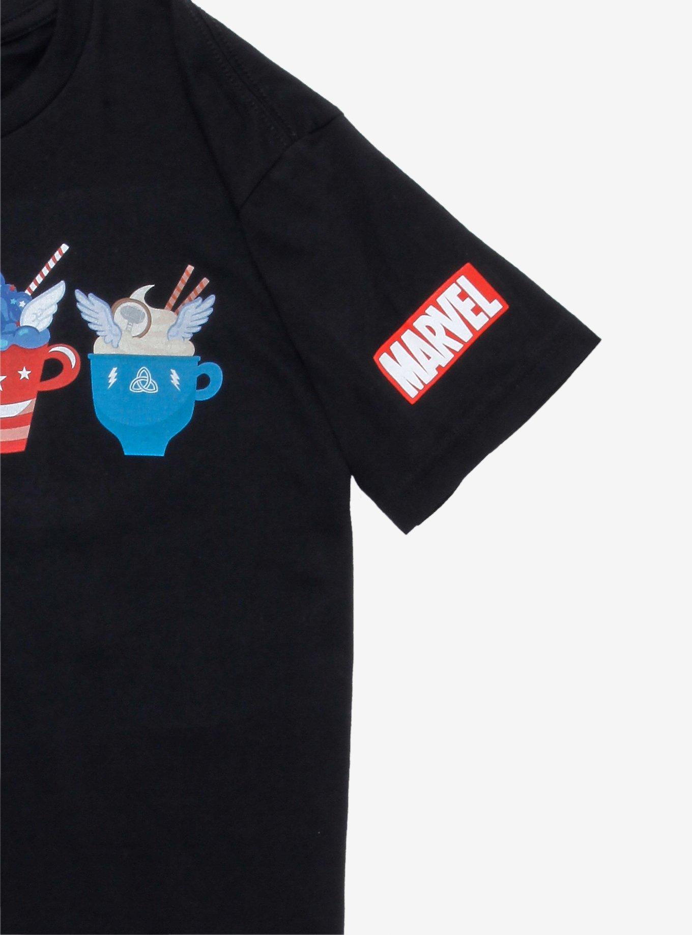 Marvel Eat the Universe Hot Cocoa Heroes Women's T-Shirt - BoxLunch Exclusive, BLACK, alternate