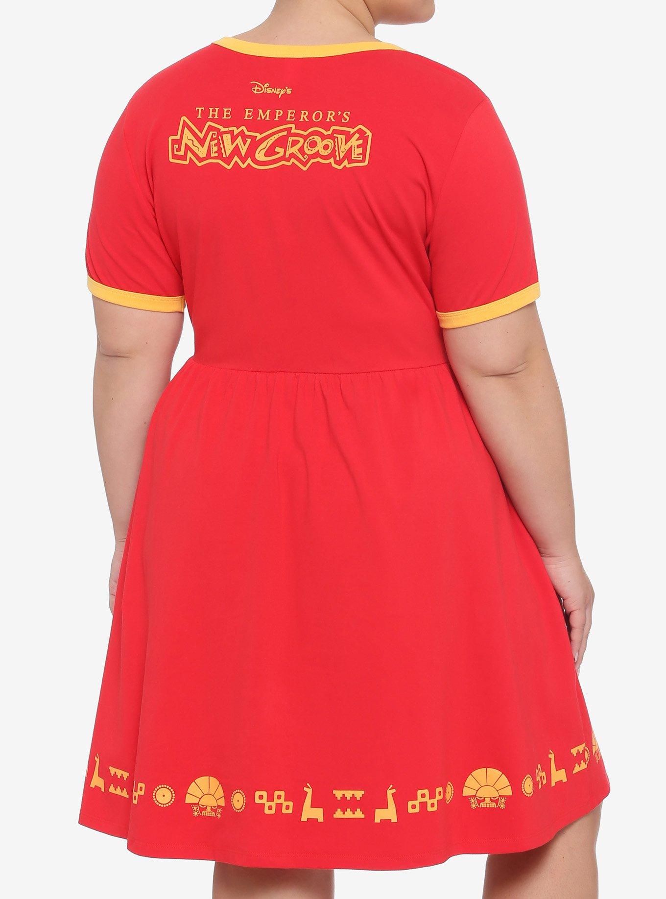 Disney The Emperor's New Groove Llama Ringer Dress Plus Size, YELLOW, alternate