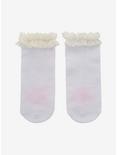 White Lace Paw Print Ankle Socks, , alternate