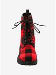Red & Black Plaid Combat Boots, MULTI, alternate