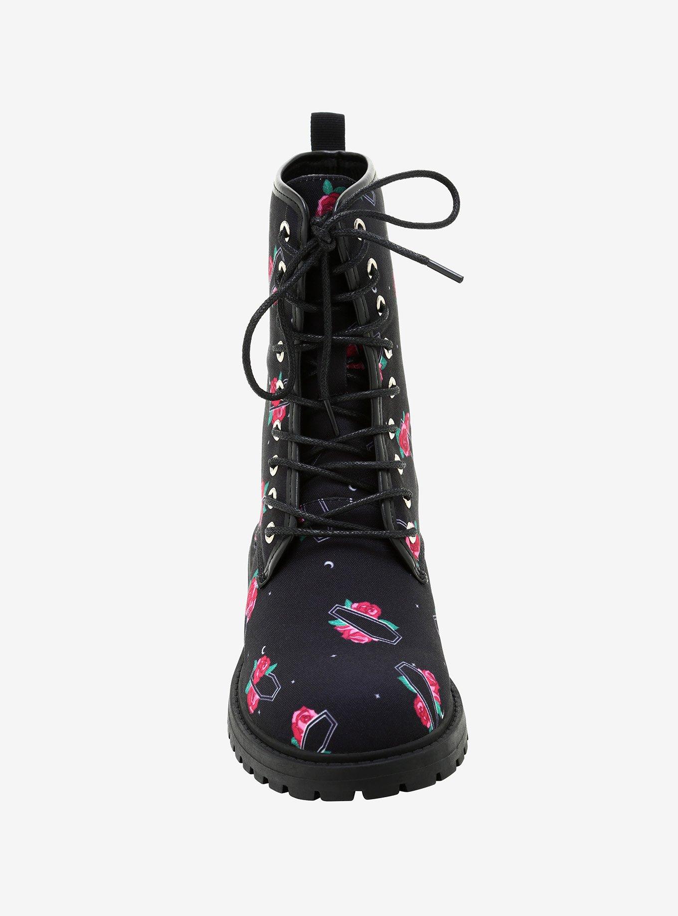 Coffin Rose Combat Boots, MULTI, alternate