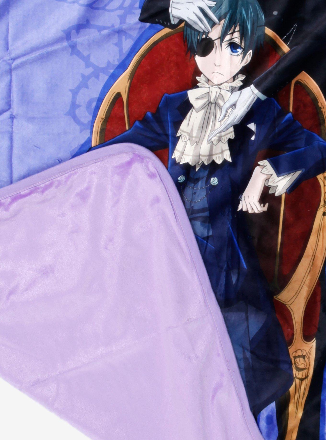 Black Butler Sebastian & Ciel Purple Throw Blanket, , alternate