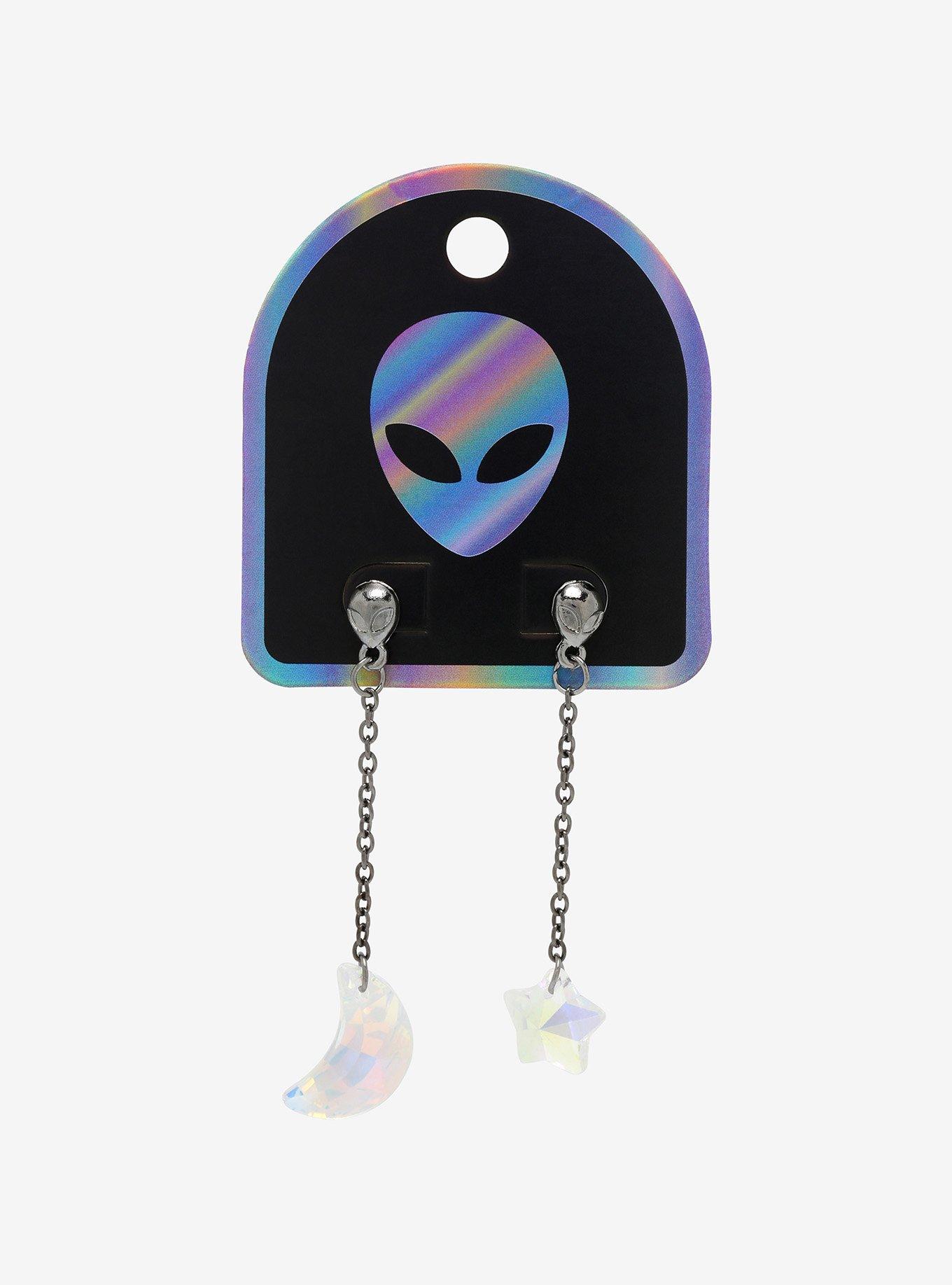 Alien Star & Moon Drop Earrings, , alternate