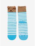 Bear Blue & White Stripe Fuzzy Crew Socks, , alternate