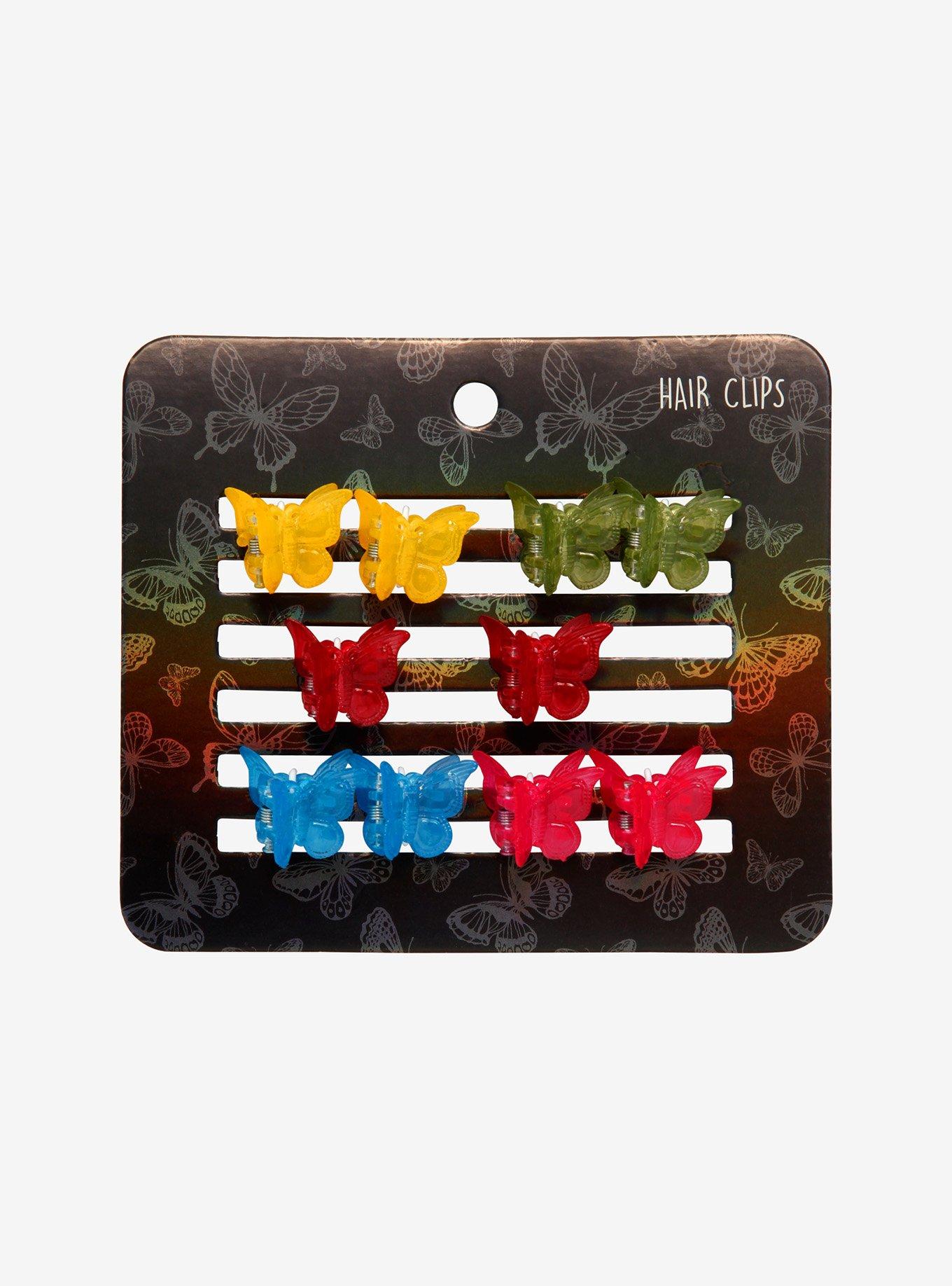 Dark Rainbow Butterfly Hair Clip Set, , alternate