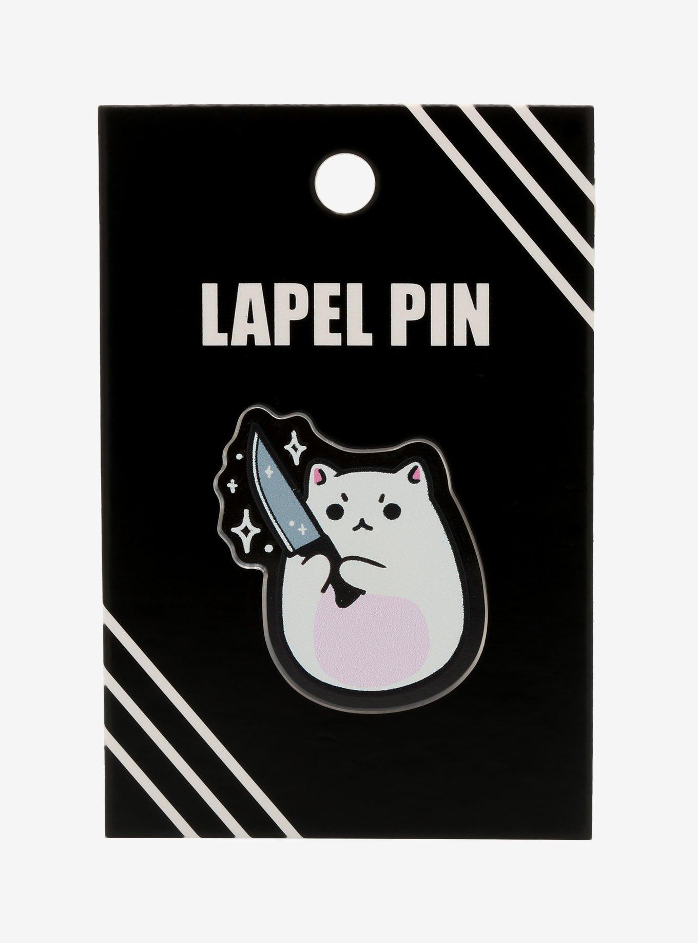 Knife Cat Acrylic Lapel Pin, , alternate
