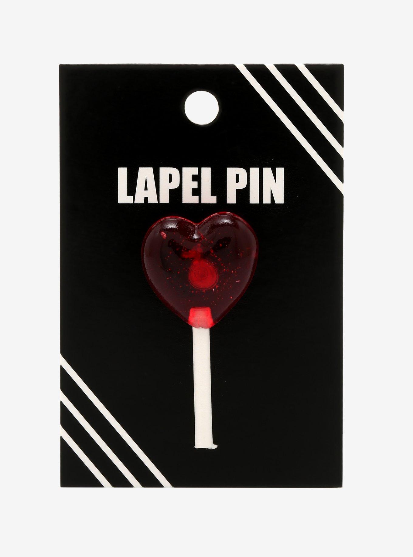 3D Heart Lollipop Lapel Pin, , alternate