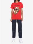 The Rolling Stones Leopard Print Tongue And Lips Girls T-Shirt, RED, alternate